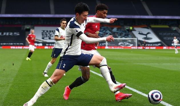 Сон Хын Мин в матче против Манчестер Юнайтед, Getty Images