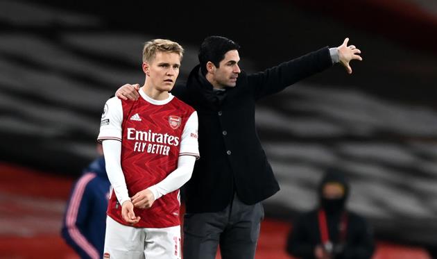 Мартин Эдегор и Микель Артета, Getty Images