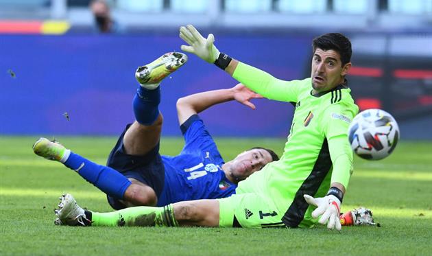 Тибо Куртуа в матче с Италией, Getty Images