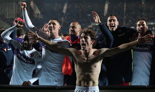 радость игроков фиорентины, Getty images