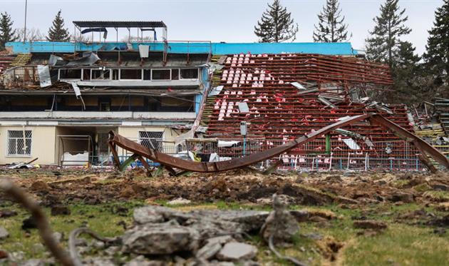 Стадіон імені Гагаріна після атаки росіян, Getty Images