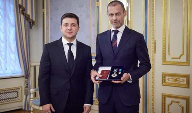 Володимир Зеленський і Александер Чеферін, сайт УАФ