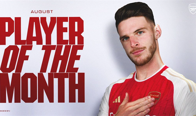 Райс — найкращий гравець Арсеналу за підсумками серпня