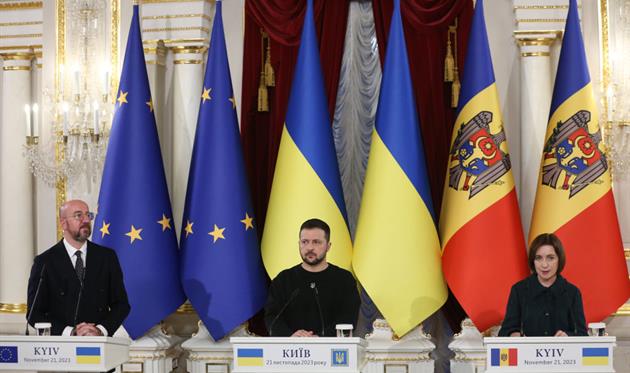 Шарль Мішель, Володимир Зеленський та Мая Санду, Getty Images