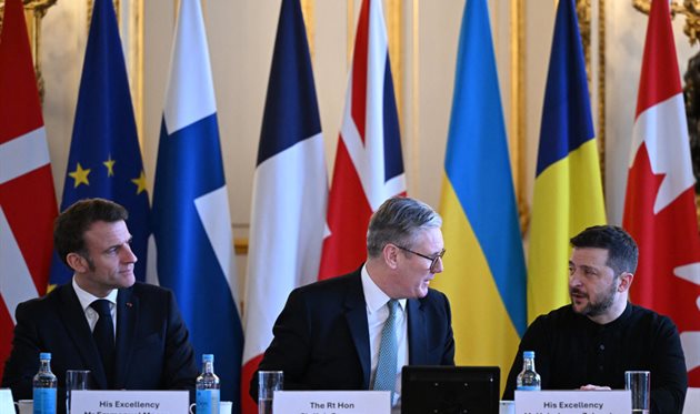 Емманюель Макрон, Кір Стармер і Володимир Зеленський, Getty Images