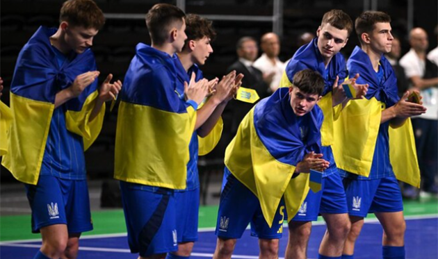 The Ukrainian national team U-19 from futsal, UEFA