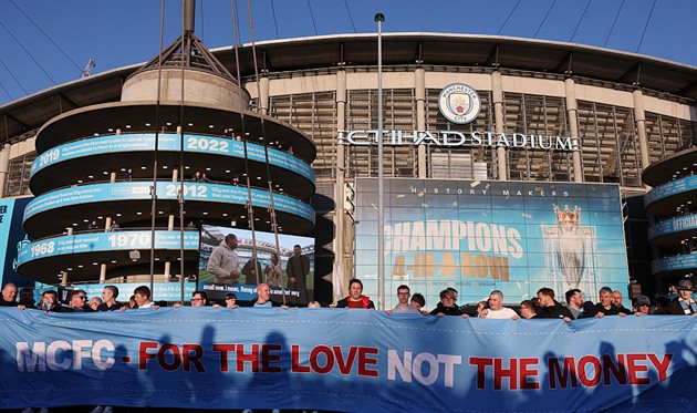 Photo from City fan protest to increase ticket prices, Getty Images