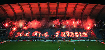 Перфоманс болельщиков Kolejorz, fodboldsnak.dk