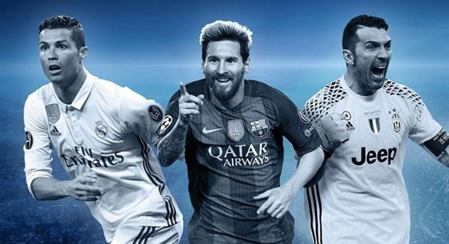 Криштиану Роналду, Лионель Месси и Джанлуиджи Буффон, UEFA.com